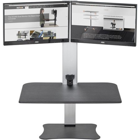 VICTOR TECHNOLOGY Standing Desk Converter, f/2 Monitors, 28"x23"x1" to 20", BK/AM VCTDC450